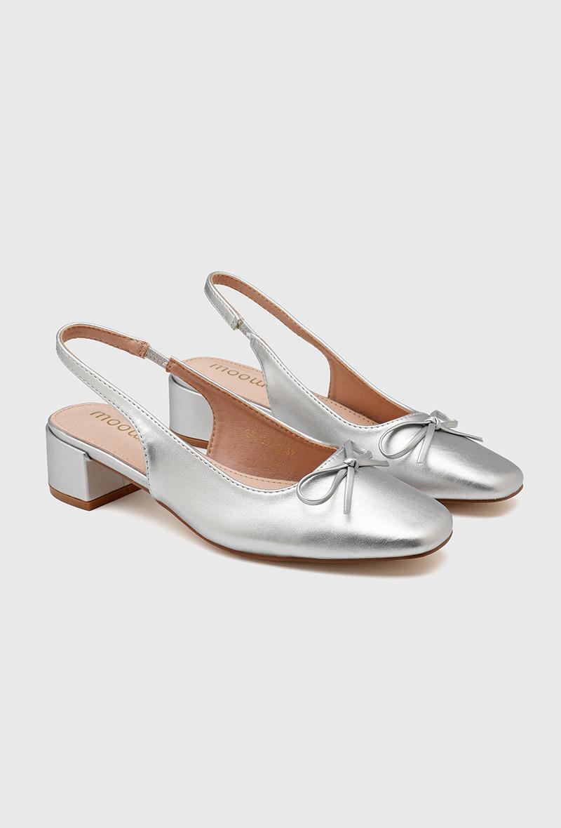 Ballerines Slingback à talon bloc - Argenté
