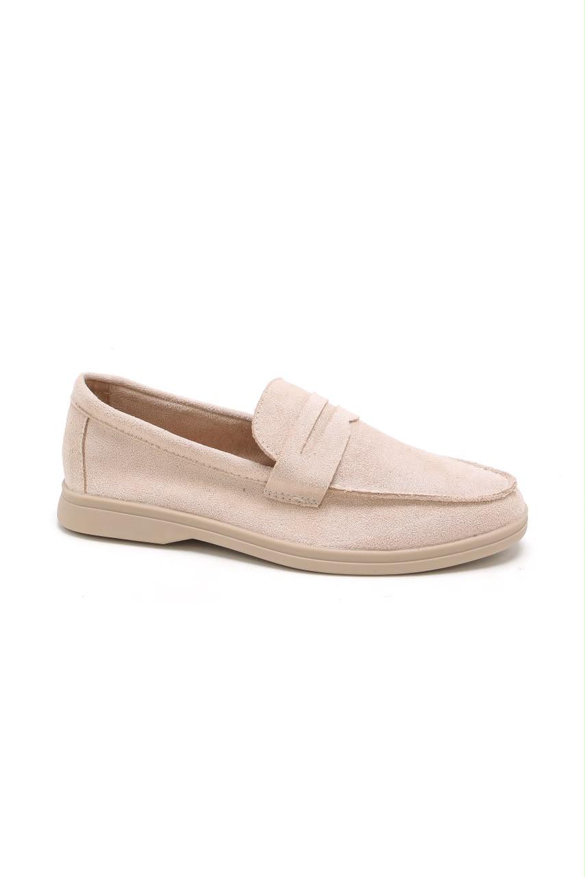 Mocassins classiques beiges à petit talon pour femme – Maison de Mode Maroc