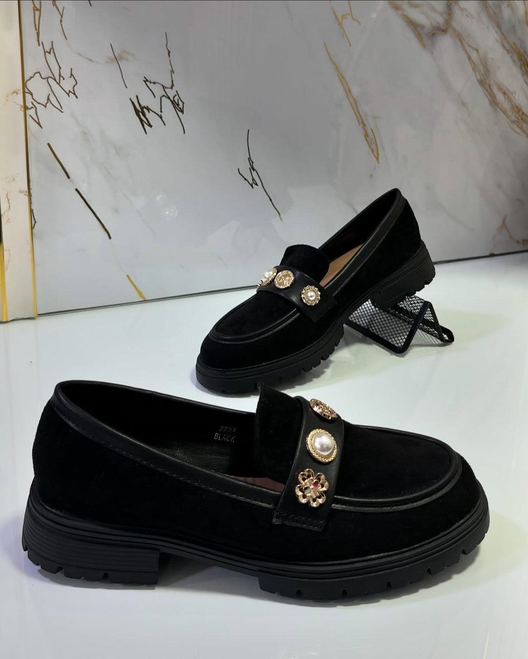 MOCASSINS COMPENSÉES - NOIR