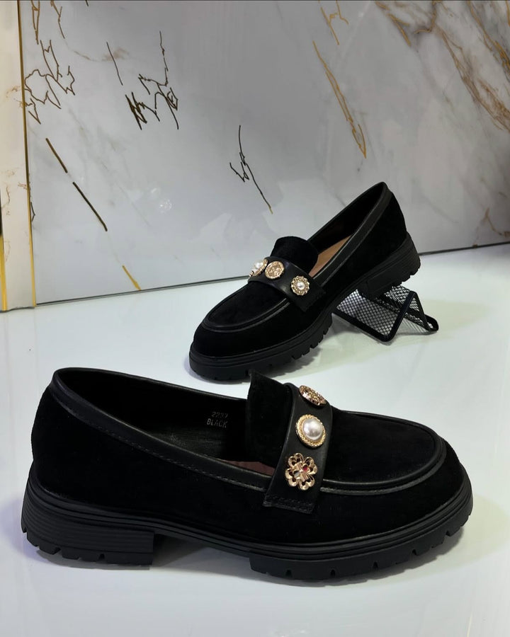 MOCASSINS COMPENSÉES - NOIR