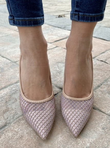 ESCARPINS A PAILLETTE - BEIGE