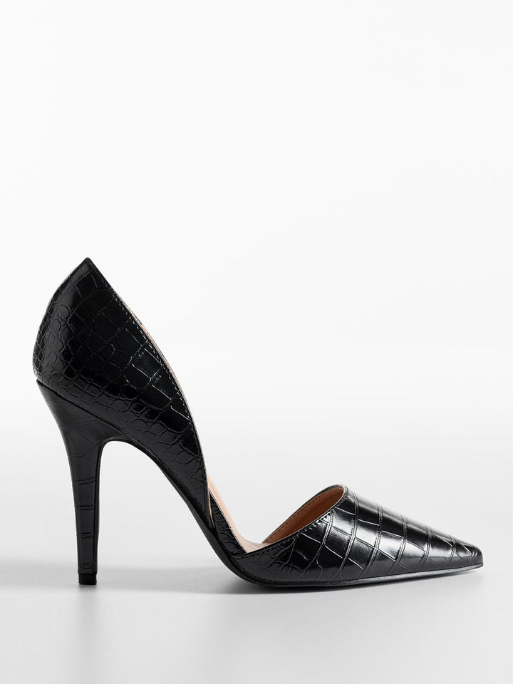 ESCARPINS A TALONS - NOIR CROCO