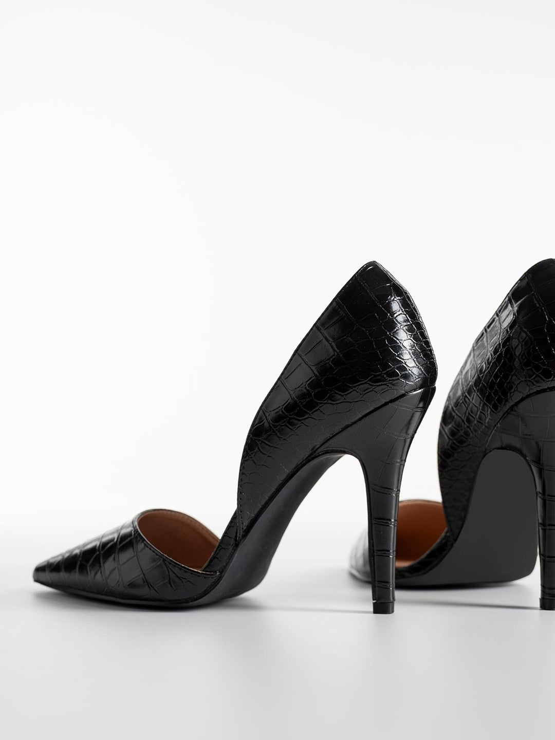 ESCARPINS A TALONS - NOIR CROCO