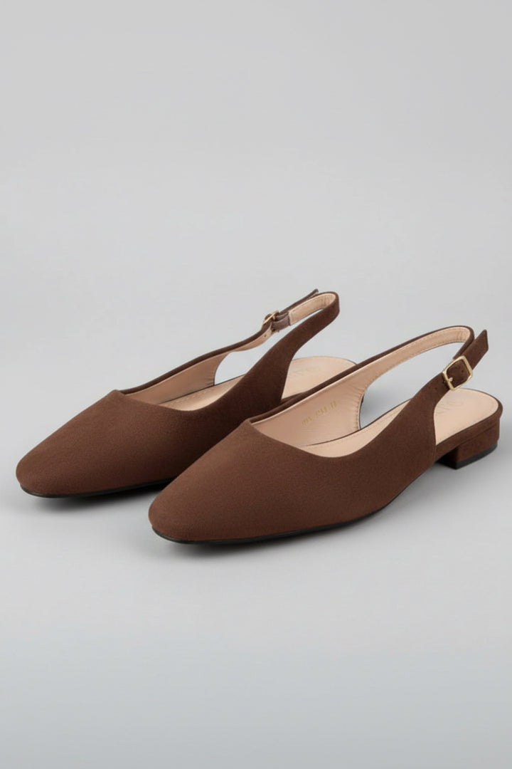 SLINGBACK FLATS-BROWN