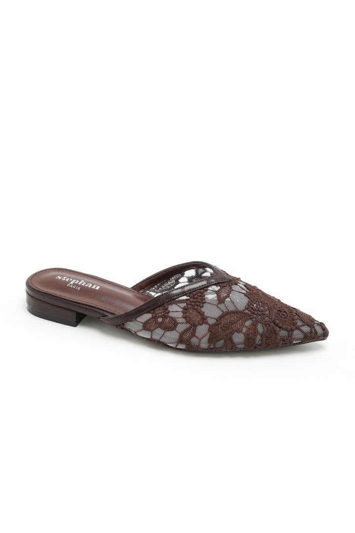 Mule Dentelle - MARRON