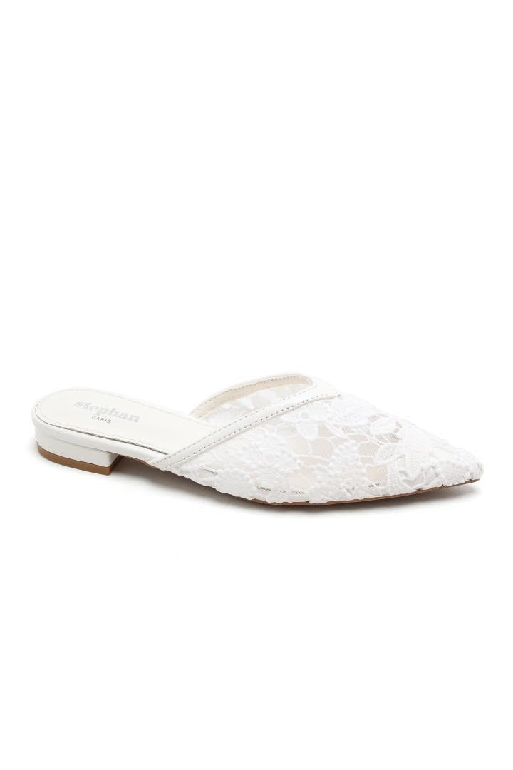 Mule Dentelle - BLANC