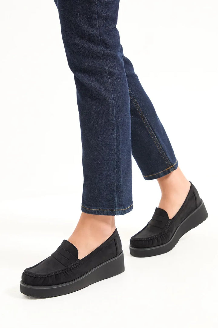 MOCASSINS COMPENSÉES - NOIR