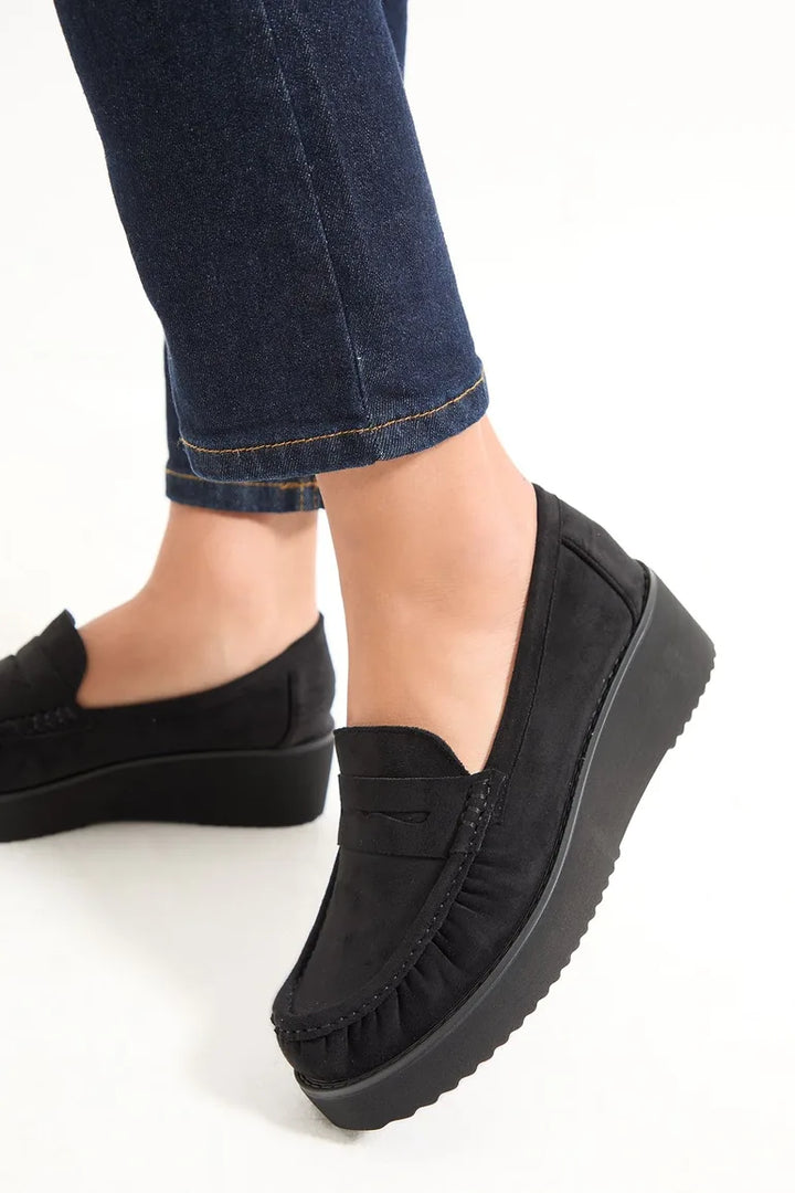 MOCASSINS COMPENSÉES - NOIR