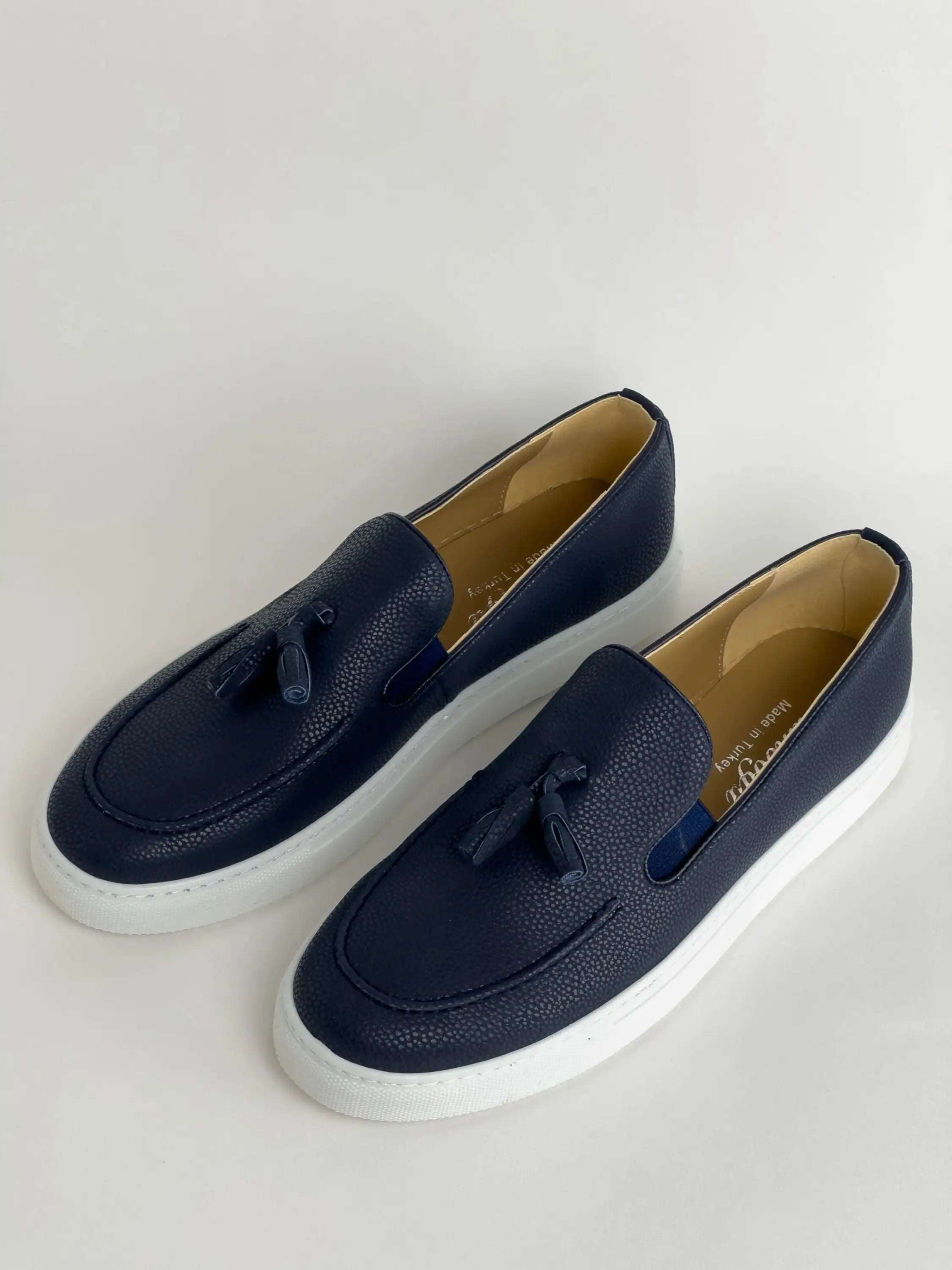 MOCASSIN EN CUIR - BLEU